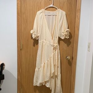 Elegant Cream Wrap Dress